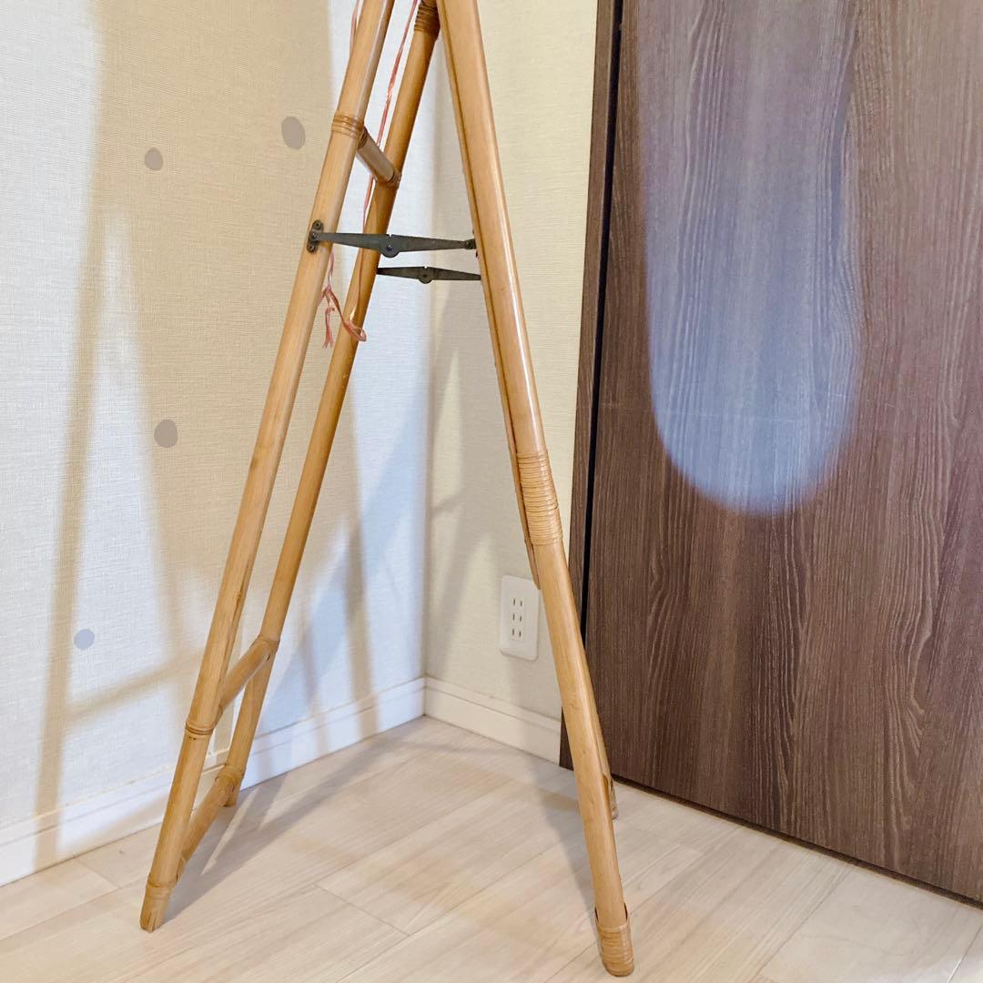 昭和レトロ ラタン調 オーバル型 姿見 全身鏡 スタンドミラー