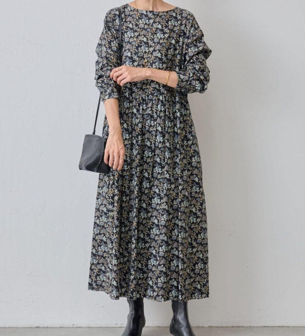 美品 BEARDSLEY ビアズリー サラサプリントワンピース 花柄 ロング