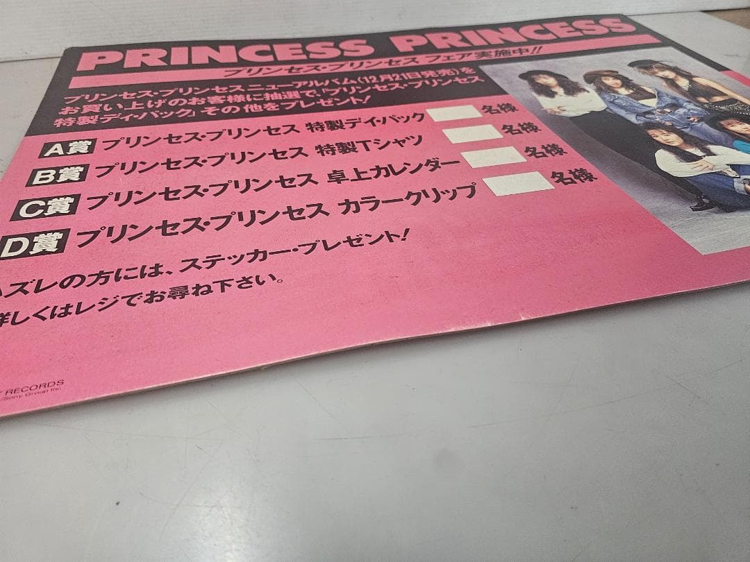 レア！店舗用？PRINCESS PRINCESS/プリプリ/広告/宣伝用/昭和