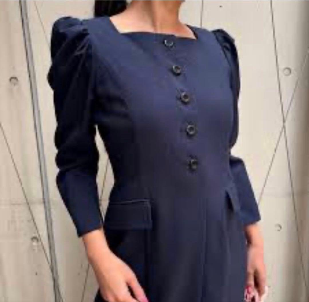 新品25ssセルフォード　スクエアネックタイトワンピース　38