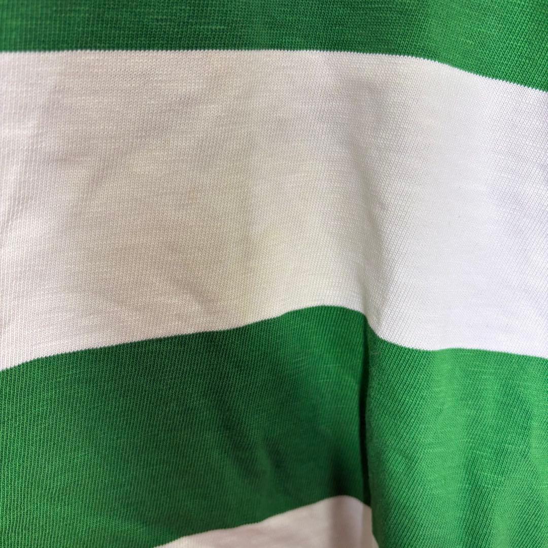 ポロラルフローレン　ラガーシャツ　グリーン　ホワイト　ブルー　L 古着　長袖