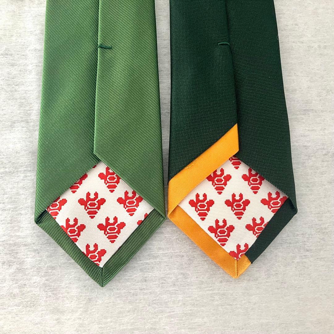 タグ付き【ジラフ】リバーシブルネクタイ グリーン ノーサイド ラグビー 2WAY