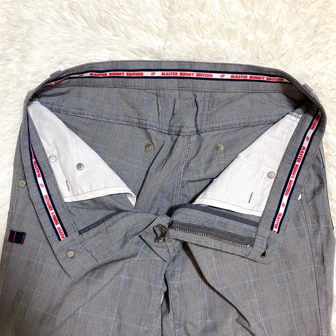 マスターバニー　パンツ　グレンチェック　刺繍ロゴ　ゴルフ　グレー　M