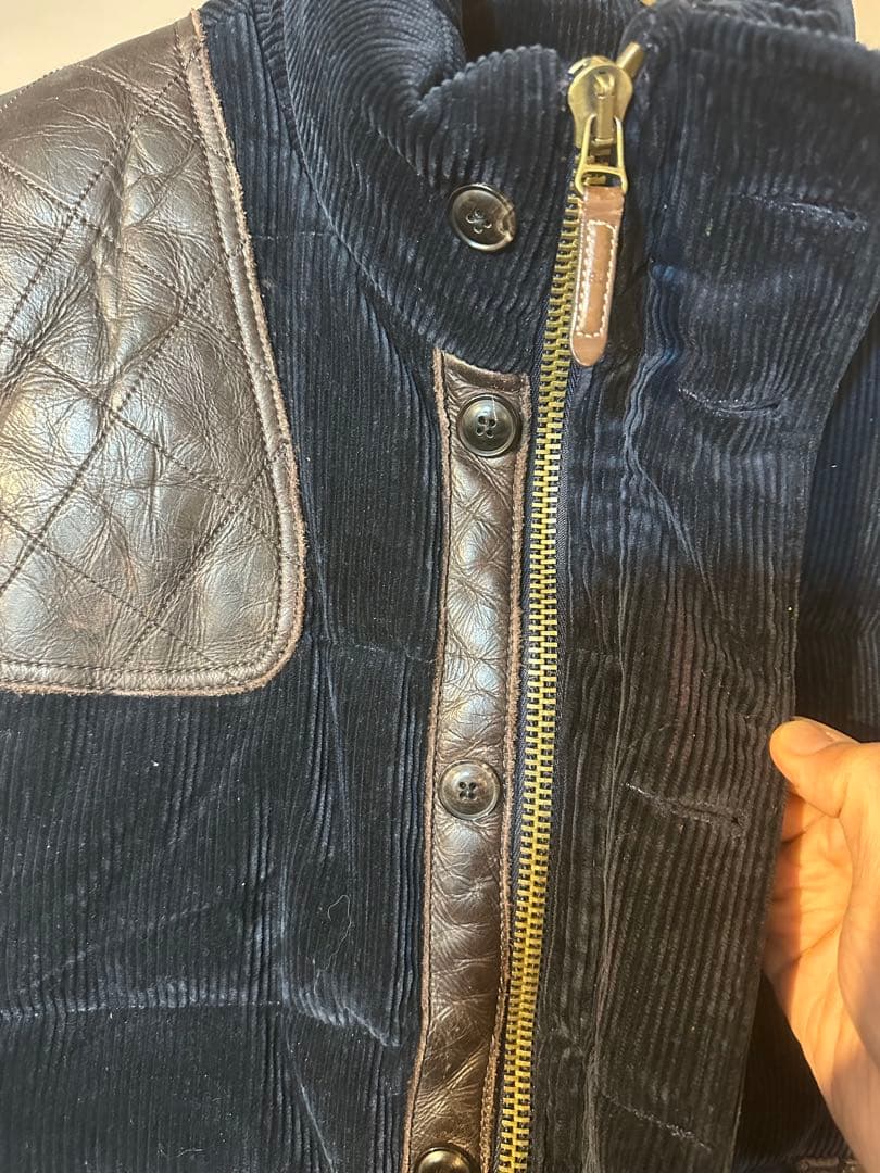 ラルフローレン　ダウンベスト　コーズ　レザー　ralph laurent L