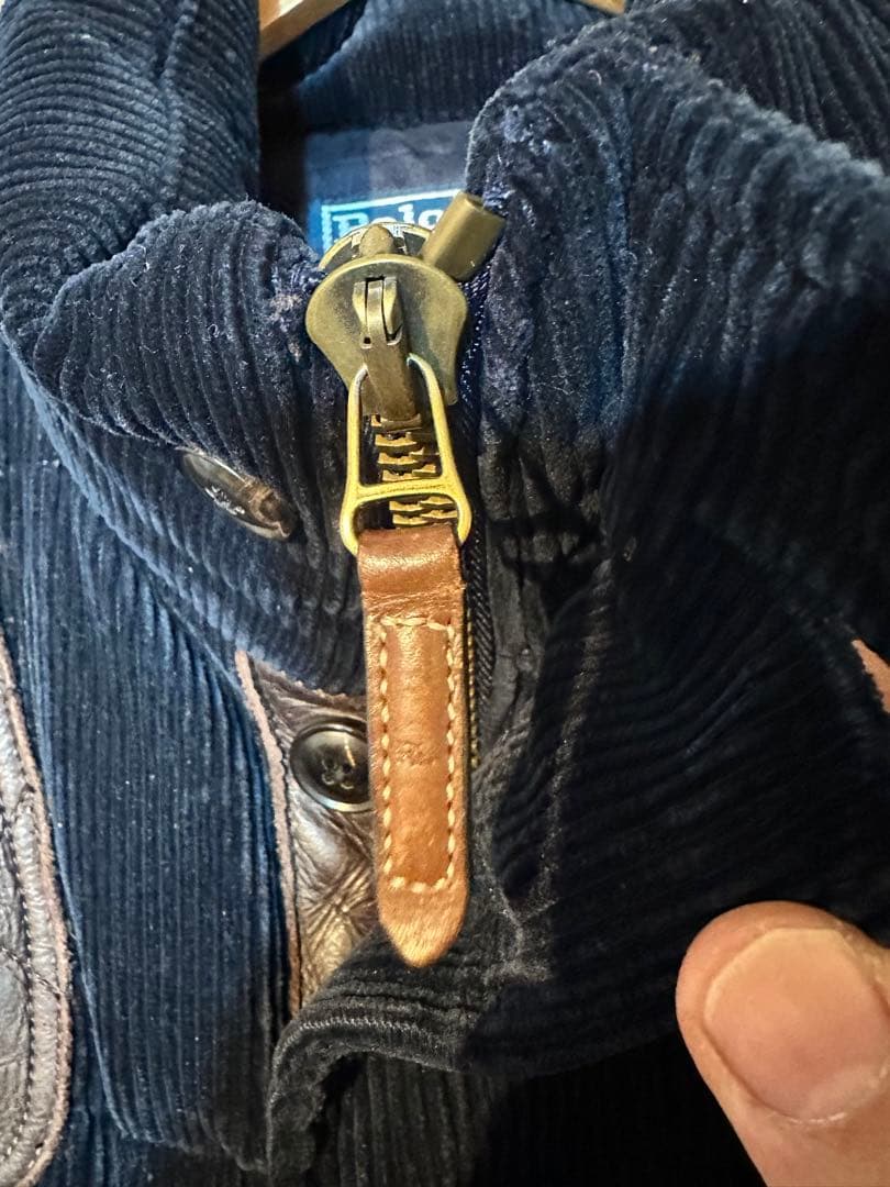 ラルフローレン　ダウンベスト　コーズ　レザー　ralph laurent L