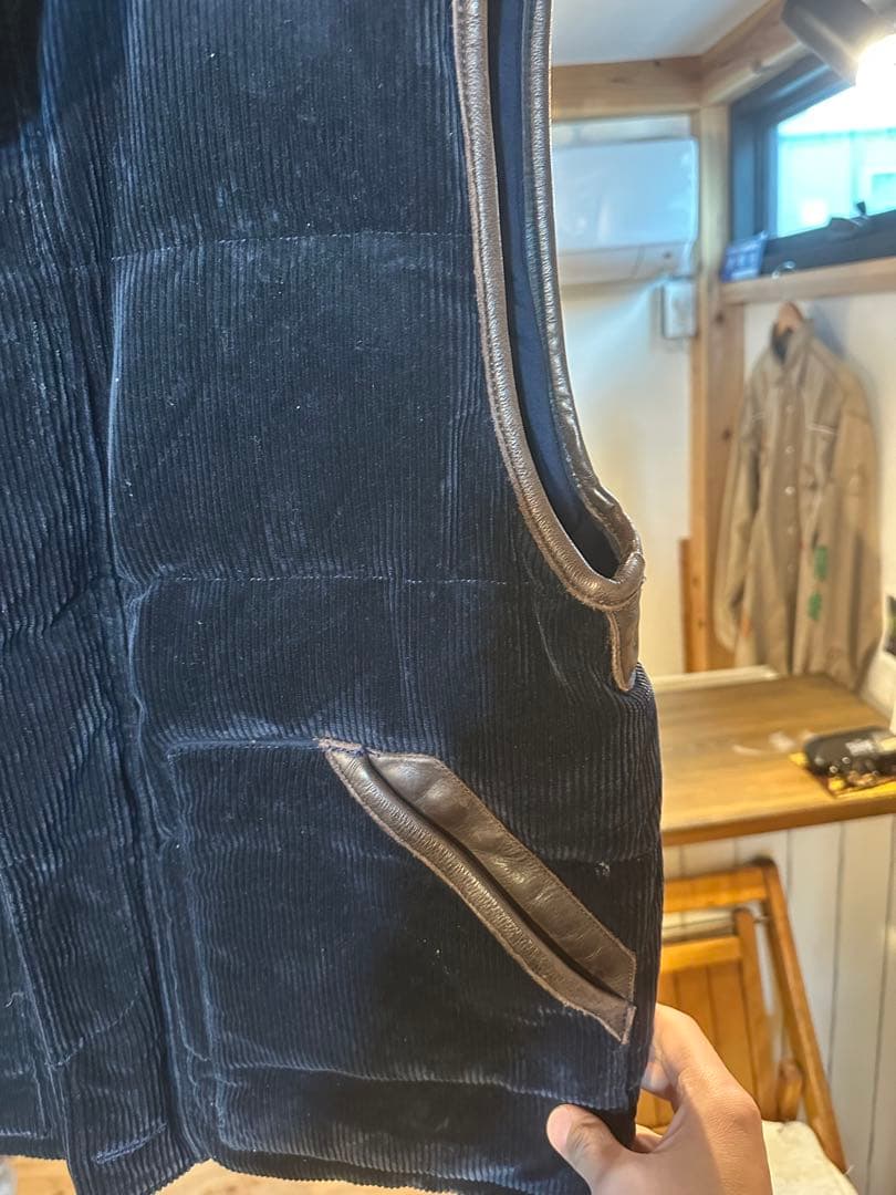 ラルフローレン　ダウンベスト　コーズ　レザー　ralph laurent L