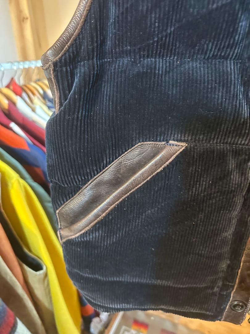 ラルフローレン　ダウンベスト　コーズ　レザー　ralph laurent L