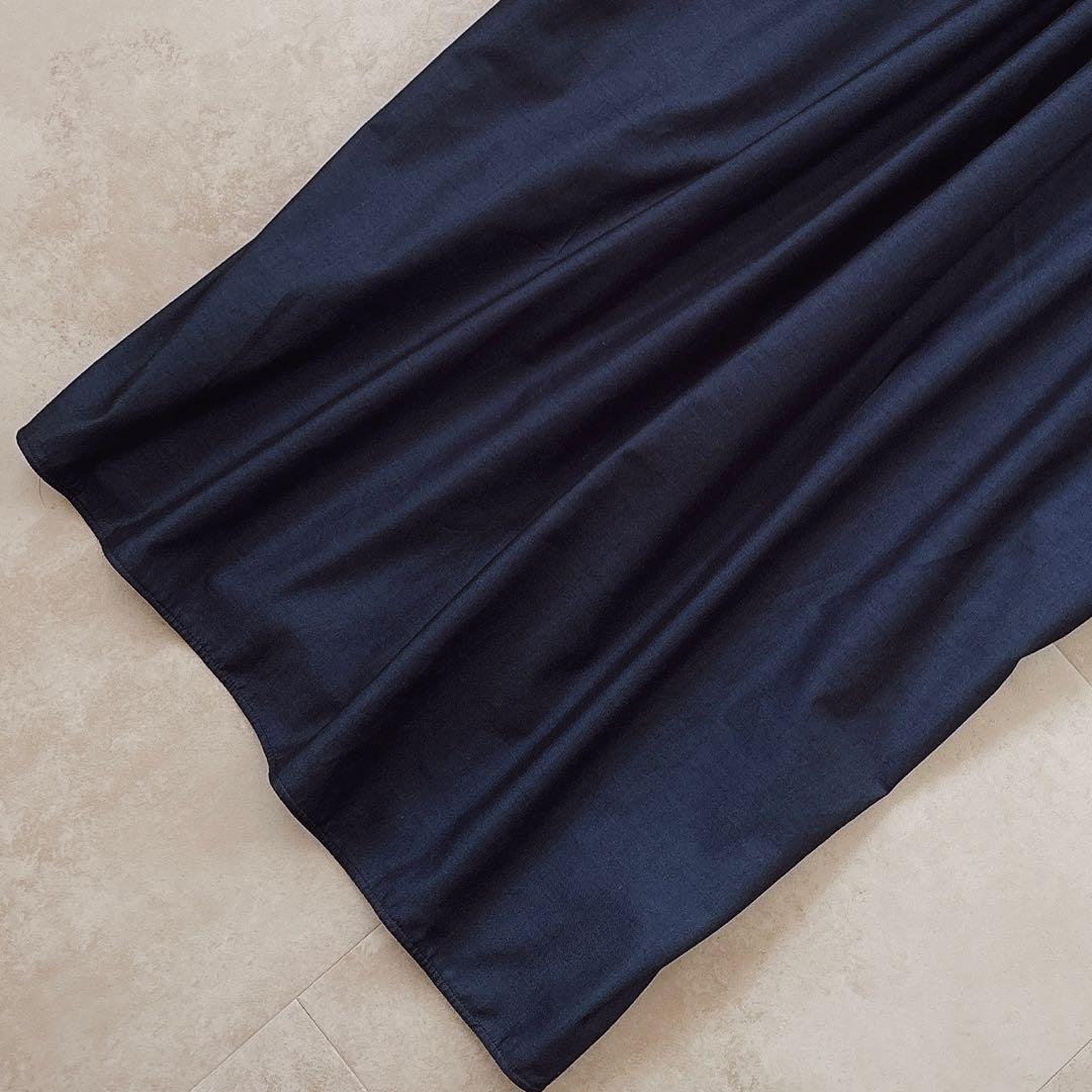 美品 ティッカ スクエアビッグロングシャツ ロングワンピース ネイビー ゆったり