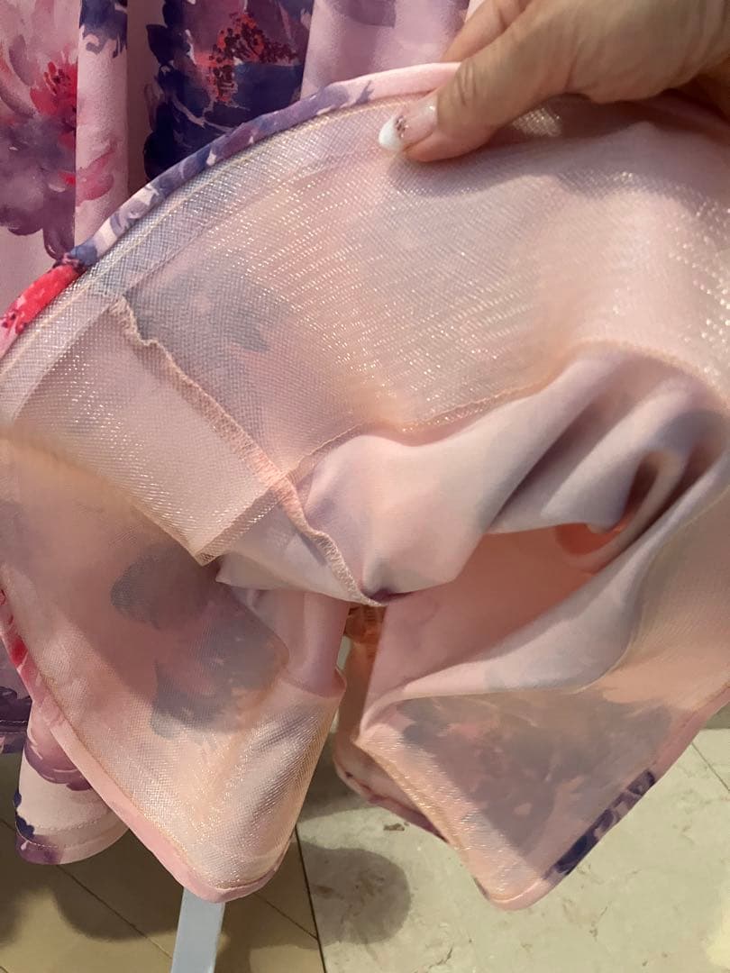 ピンク系花柄社交ダンスレッスンウェア