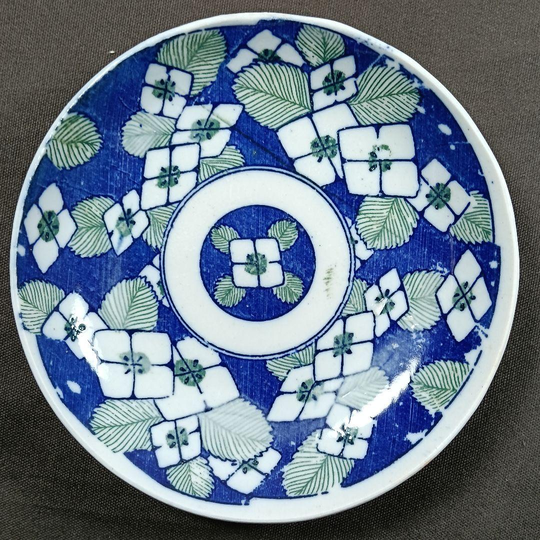 228 小皿 4枚セット 印判皿 染付皿 伊万里焼 アンティーク 時代物 器