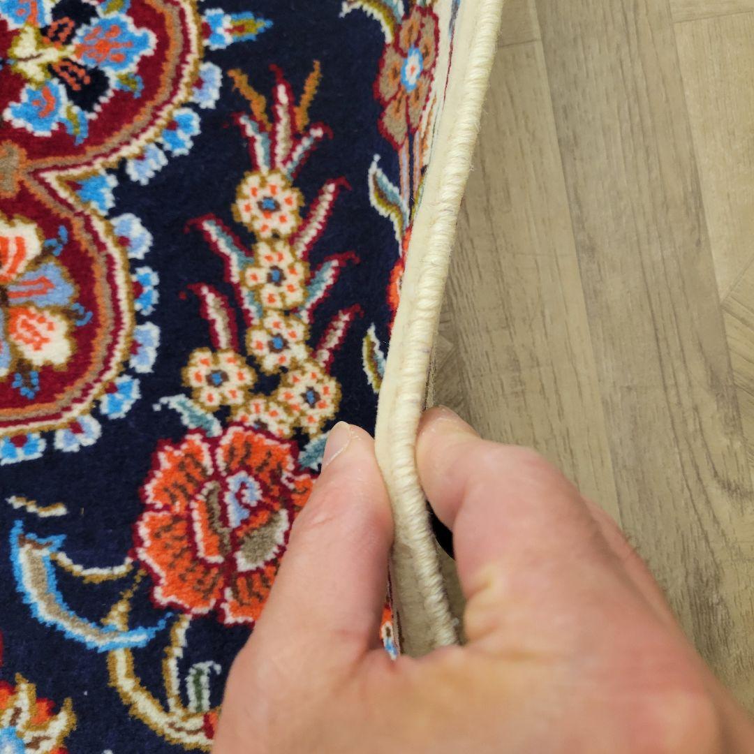 60x90cmペルシャ手織り・クム・マット(995)玄関・ラグ・絨毯・じゅうたん