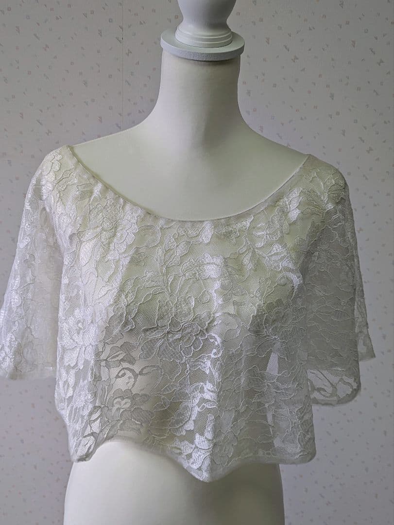 マウナロア　フラダンスドレス　ワンショルダー赤ロング　レースのケープ付　M-L