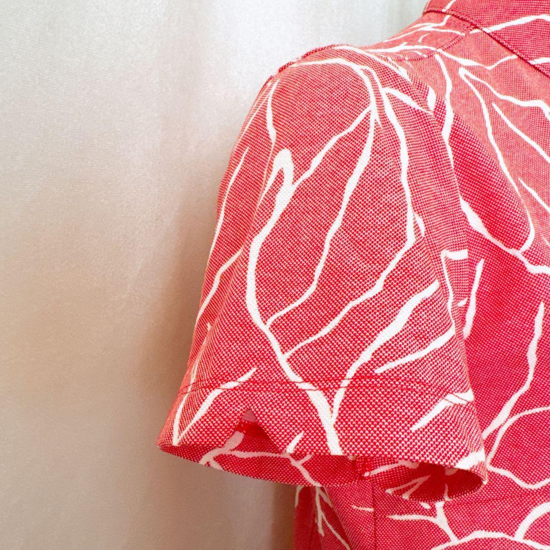 美品 サンプル アシュワース 半袖 ゴルフ ワンピース レッド系 赤 白