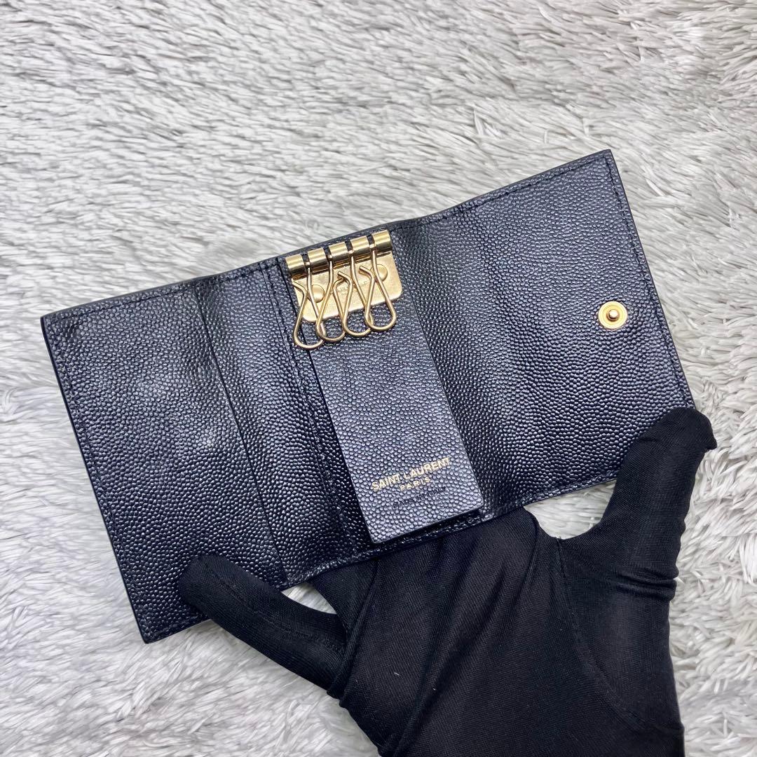 極美品✨ サンローラン 4連キーケース キャビアスキン カサンドラ ブラック