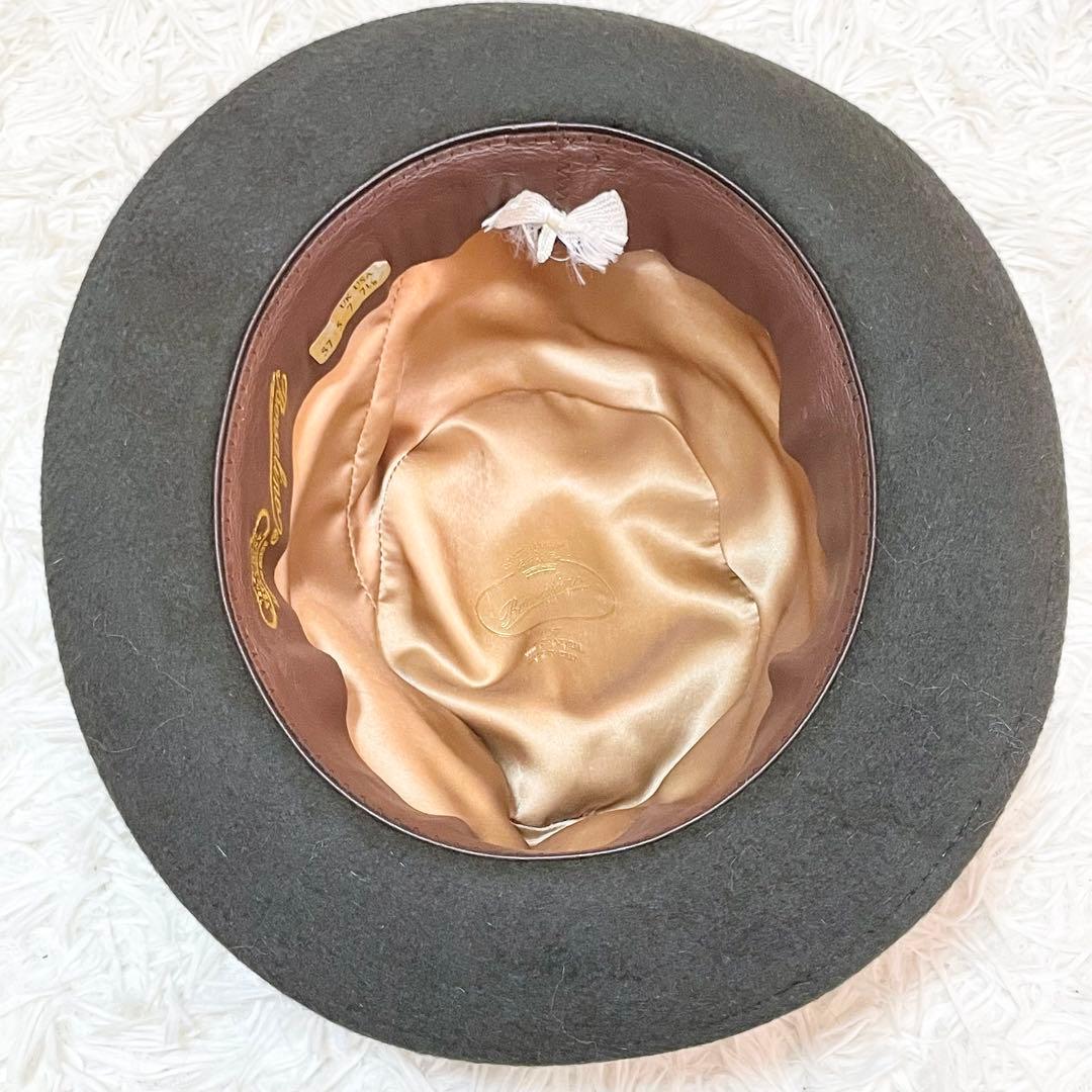 【極美品】Borsalino ボルサリーノ フェルトハット 中折れ帽子 羽根付き