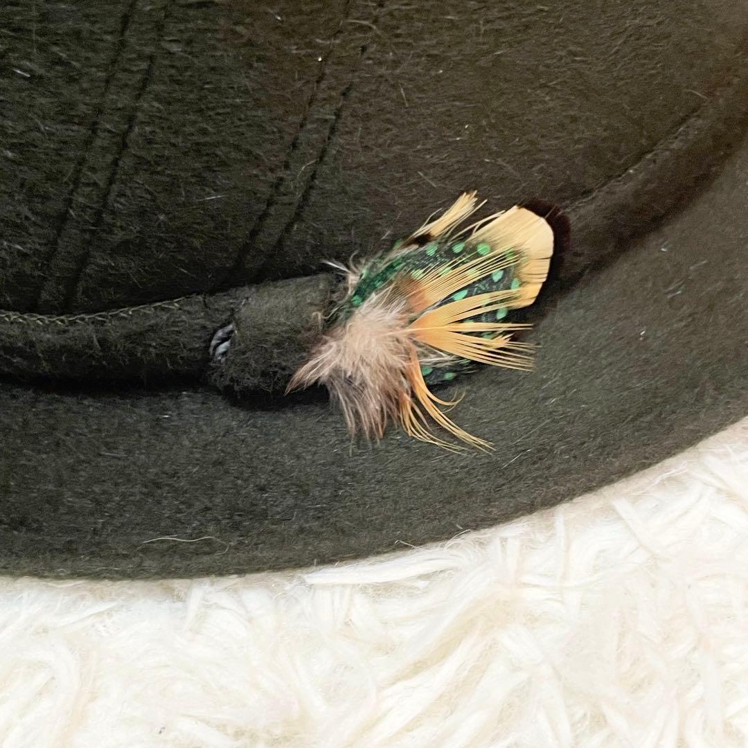 【極美品】Borsalino ボルサリーノ フェルトハット 中折れ帽子 羽根付き