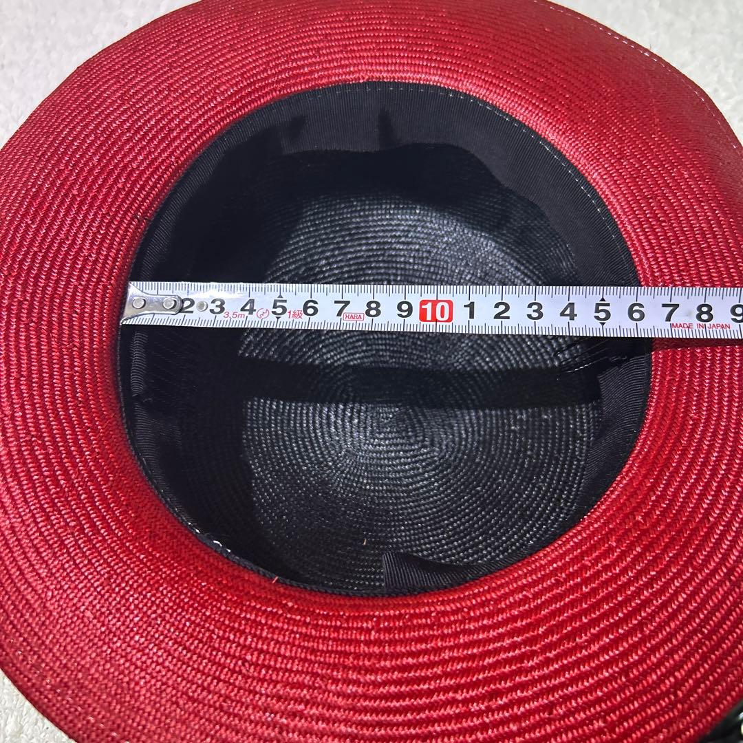 美品　GINZA Vogue 銀座ボーグ　帽子　麦わら　黒　赤