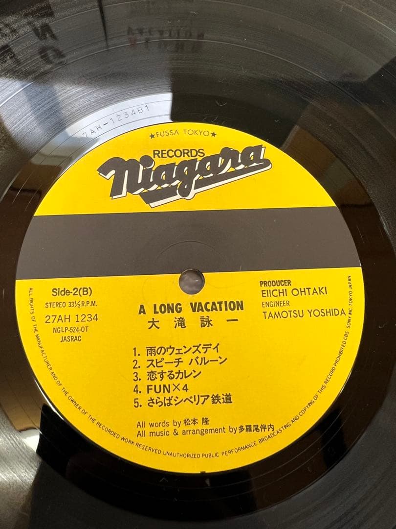 大瀧詠一 / A LONG VACATION LPレコード 27AH 1234