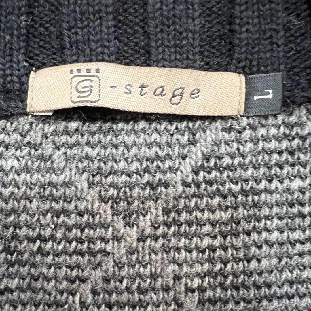 美品 ジーステージ ウール100% ニットジャケット Lサイズ 上質フルジップ