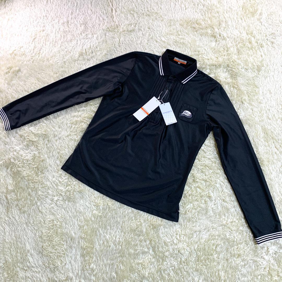 新品未使用 カステルバジャック 長袖ポロシャツ 40 ブラック ビジュー ゴルフ