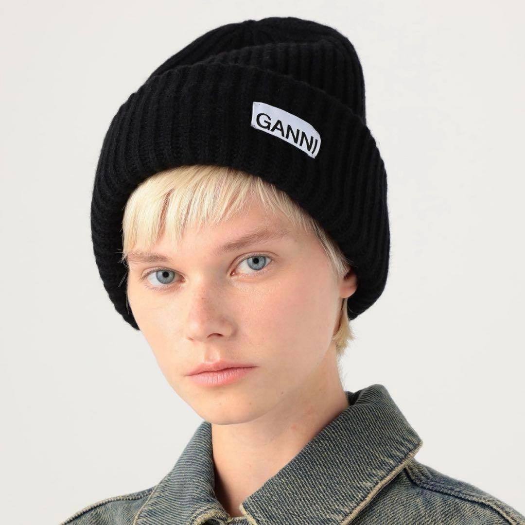 GANNI ビーニー　黒