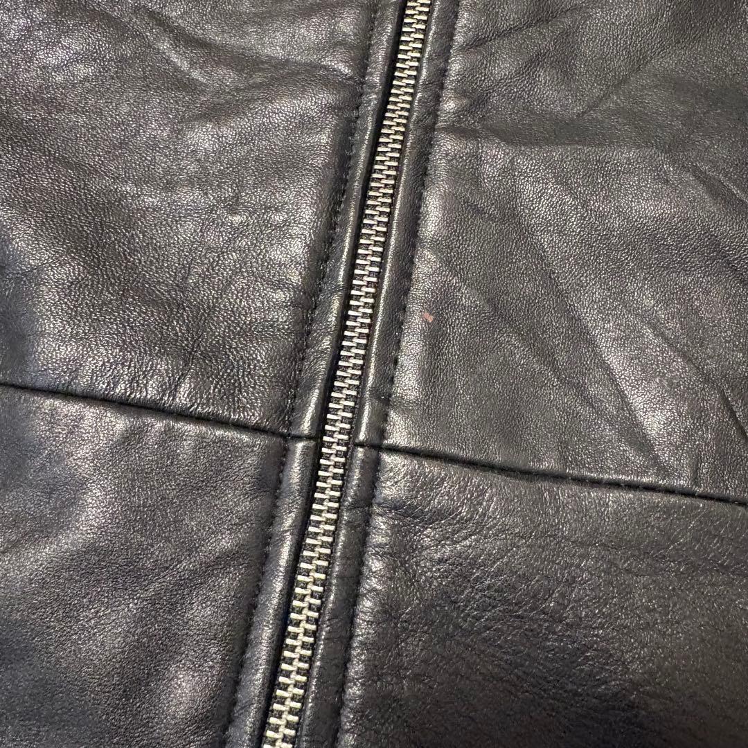 【美品】roshell ゴートレザー シングルライダース Lサイズ 黒 本革 赤