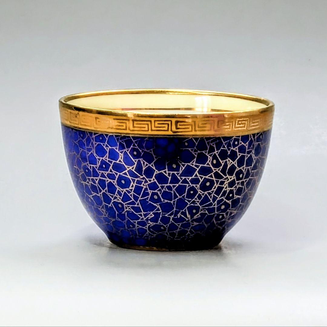 オールドノリタケ銘品!! 金彩コバルト連鎖幾何学装飾紋　シュガーボウル