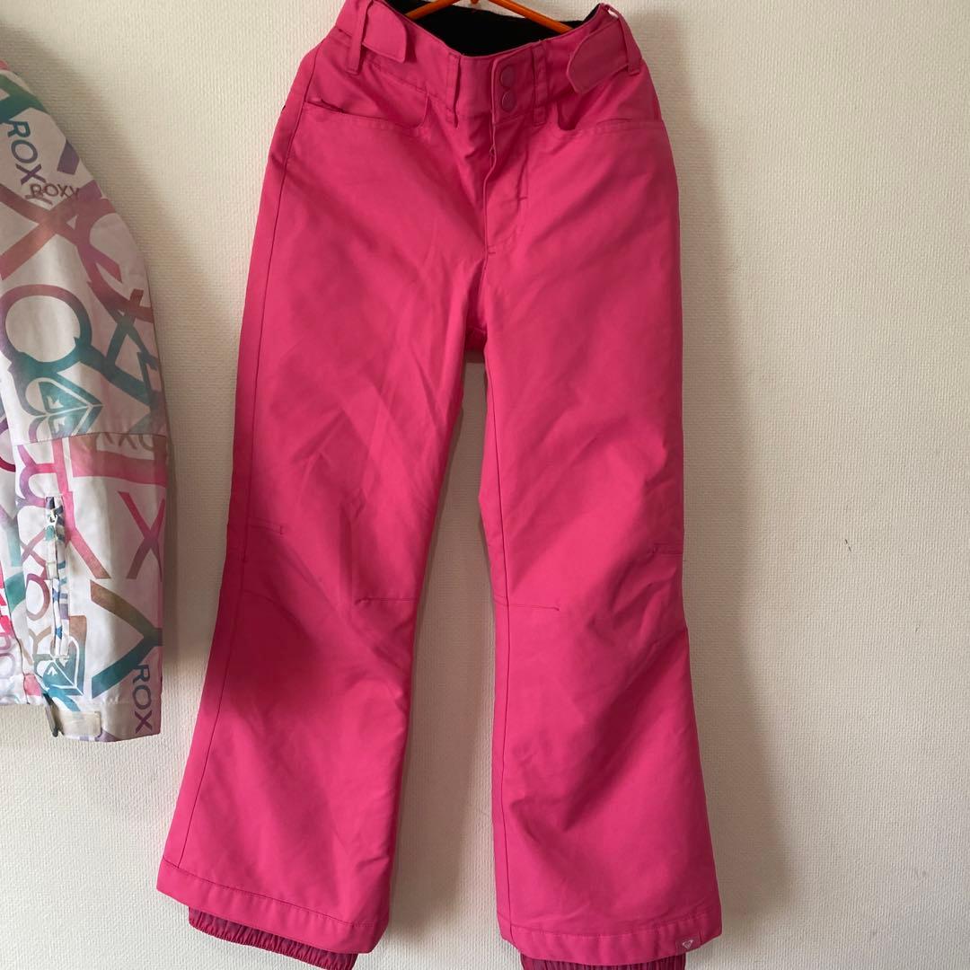 ROXY 子供用 キッズ140スノーボードウェアピンクスキー10M セットアップ