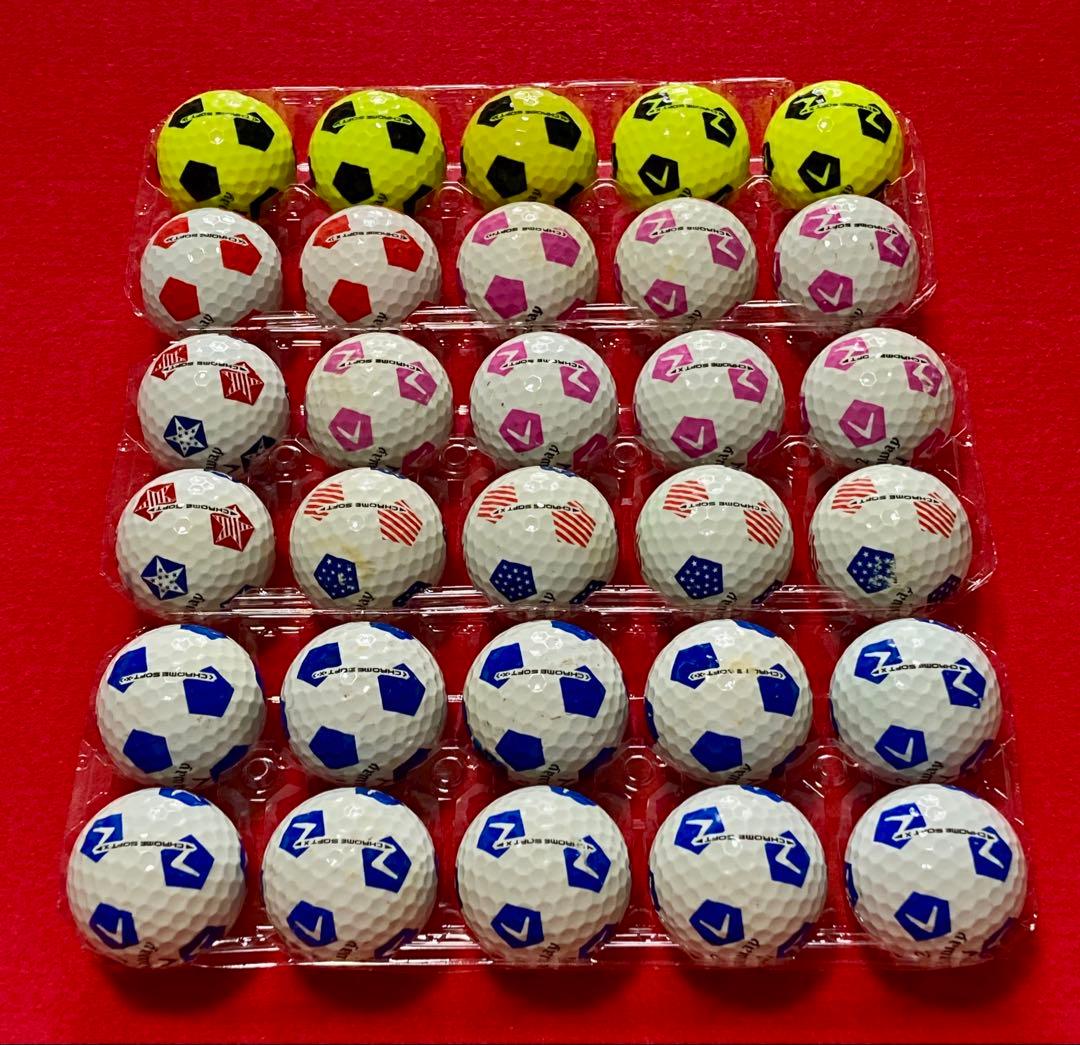 M138【中古ゴルフボール】キャロウェイ/クロムソフト《サッカー柄》計30個