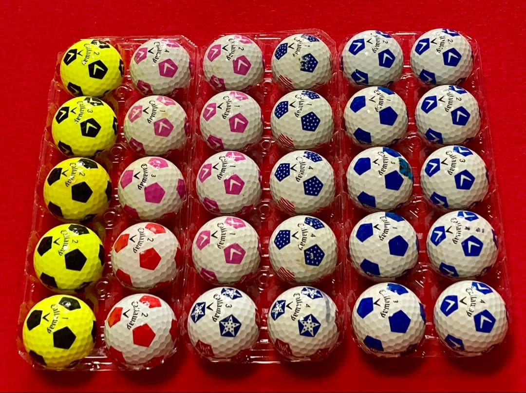 M138【中古ゴルフボール】キャロウェイ/クロムソフト《サッカー柄》計30個