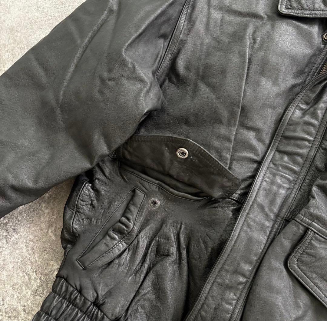 90s Vintage ブラックレザージャケット【短丈】