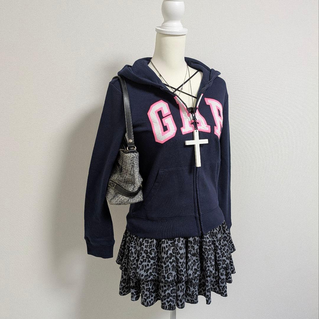 y2k GAP ジップパーカー ビッグロゴ グランジ 平成ギャル ネイビー