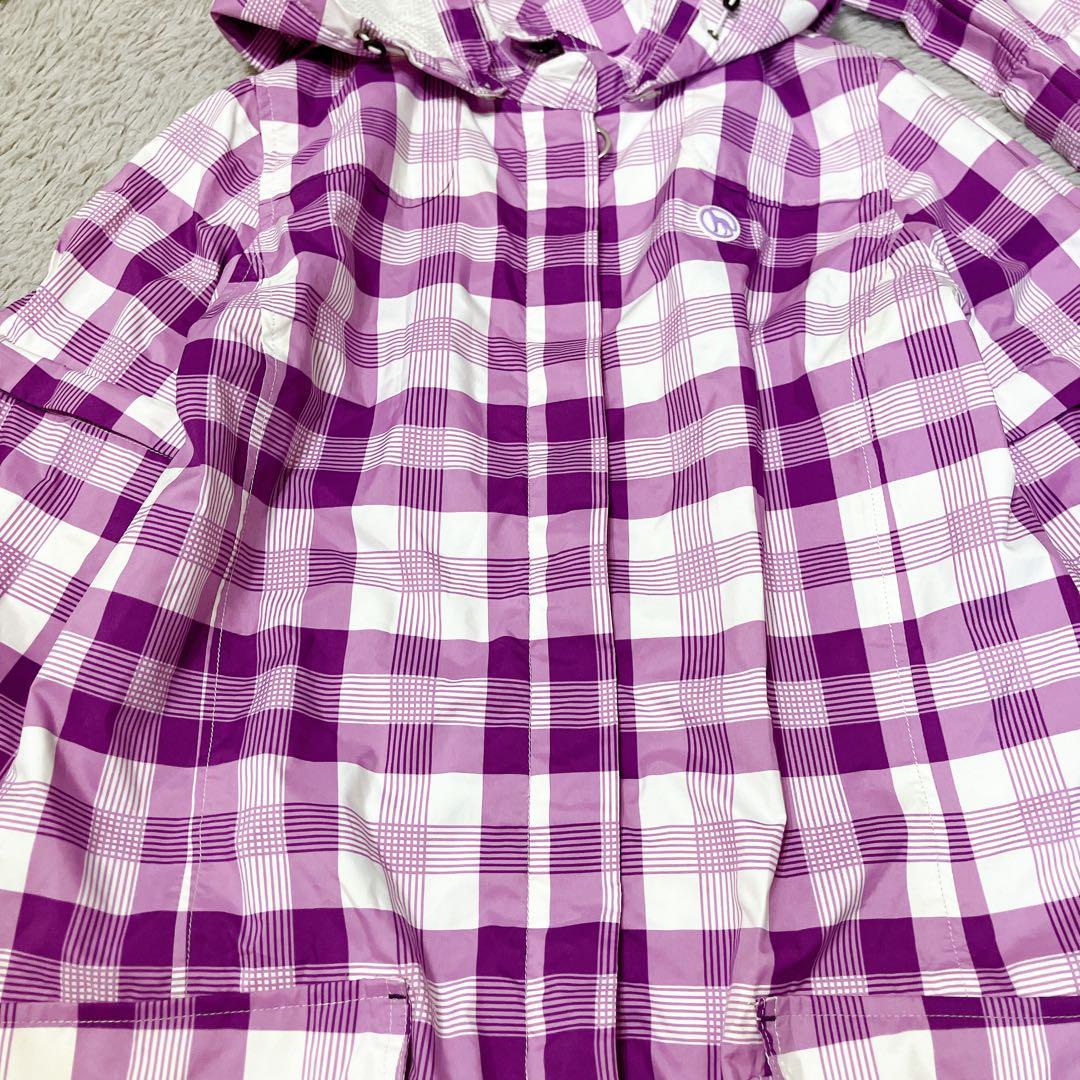 ADABAT　レインコート【袖取り外し＆フード＆レッグカバー付】　紫チェック　Ｍ