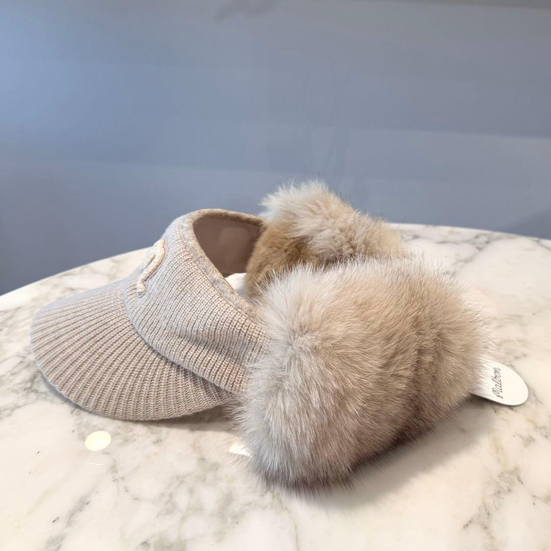 【未使用】MALBON GOLF マルボン ゴルフ サンバイザー ニット ファー