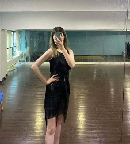 社交ダンス衣装　ラテンワンピースドレス　伸縮性高い ブラック オーダーメイド