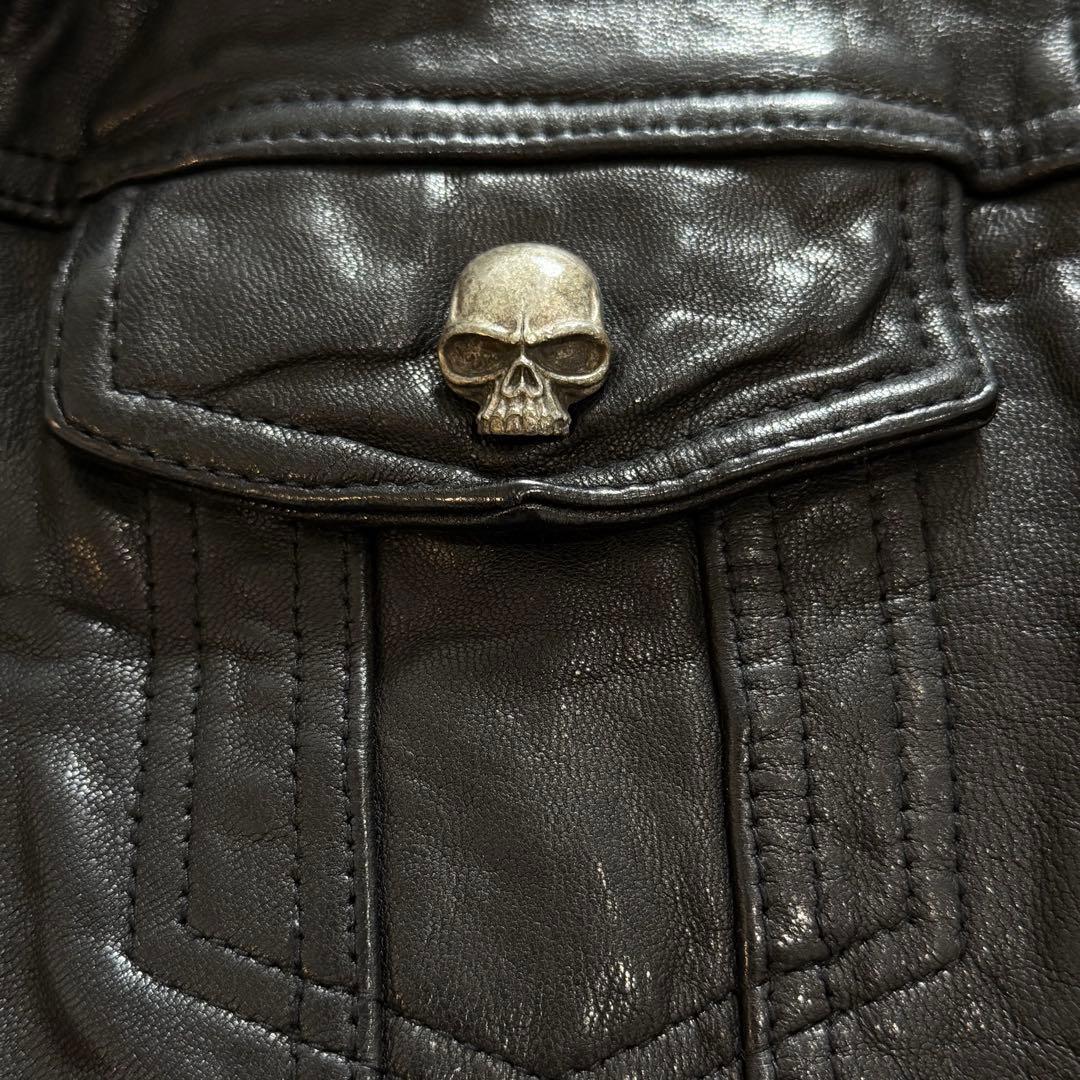 ジャックローズ×COLLARS 武装戦線　レザージャケット　スカル　ブラック　M