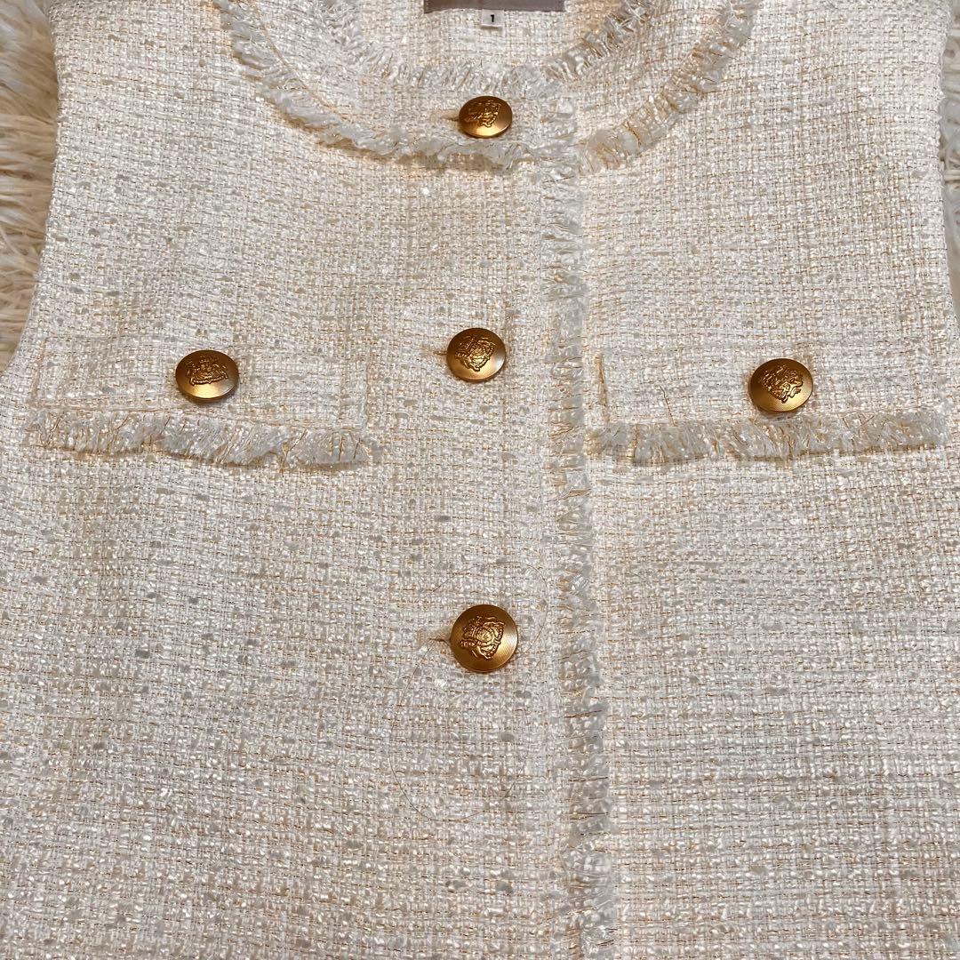 【極美品】JUSGLITTY ツィードジレ 近年モデル ホワイト