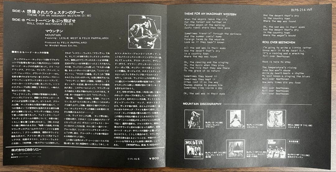 【7inch/美品/見本盤】Mountain / 想像されたウェスタンのテーマ