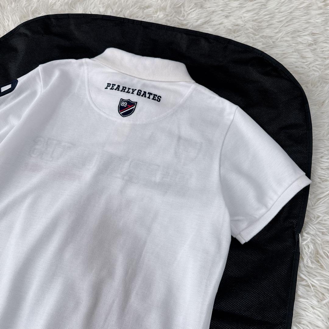 パーリーゲイツ ポロシャツ 白 ゴルフウェア ワッペンロゴ レディース サイズ1