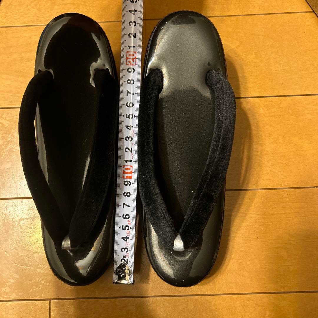 ブラック花柄和装用バッグと下駄セット