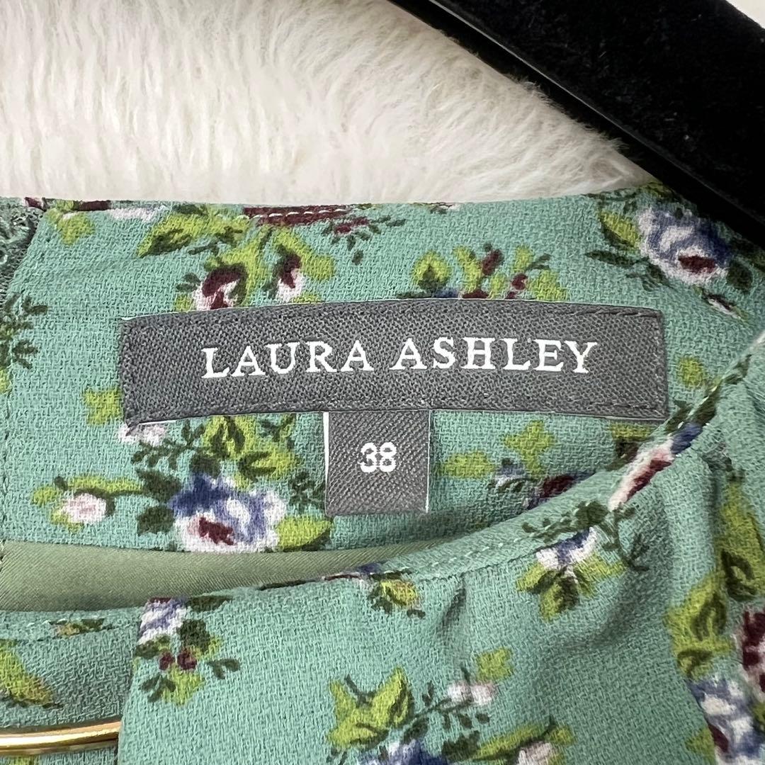 現行【ローラアシュレイ】花柄フロントタックノーカラーワンピース☆長袖☆サイズM