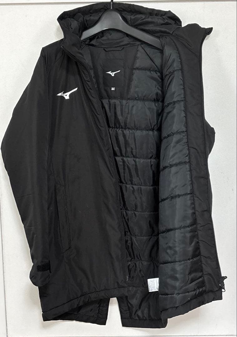 ミズノ公式 ブレスサーモ中綿 ミドル丈コート 黒　Mサイズ