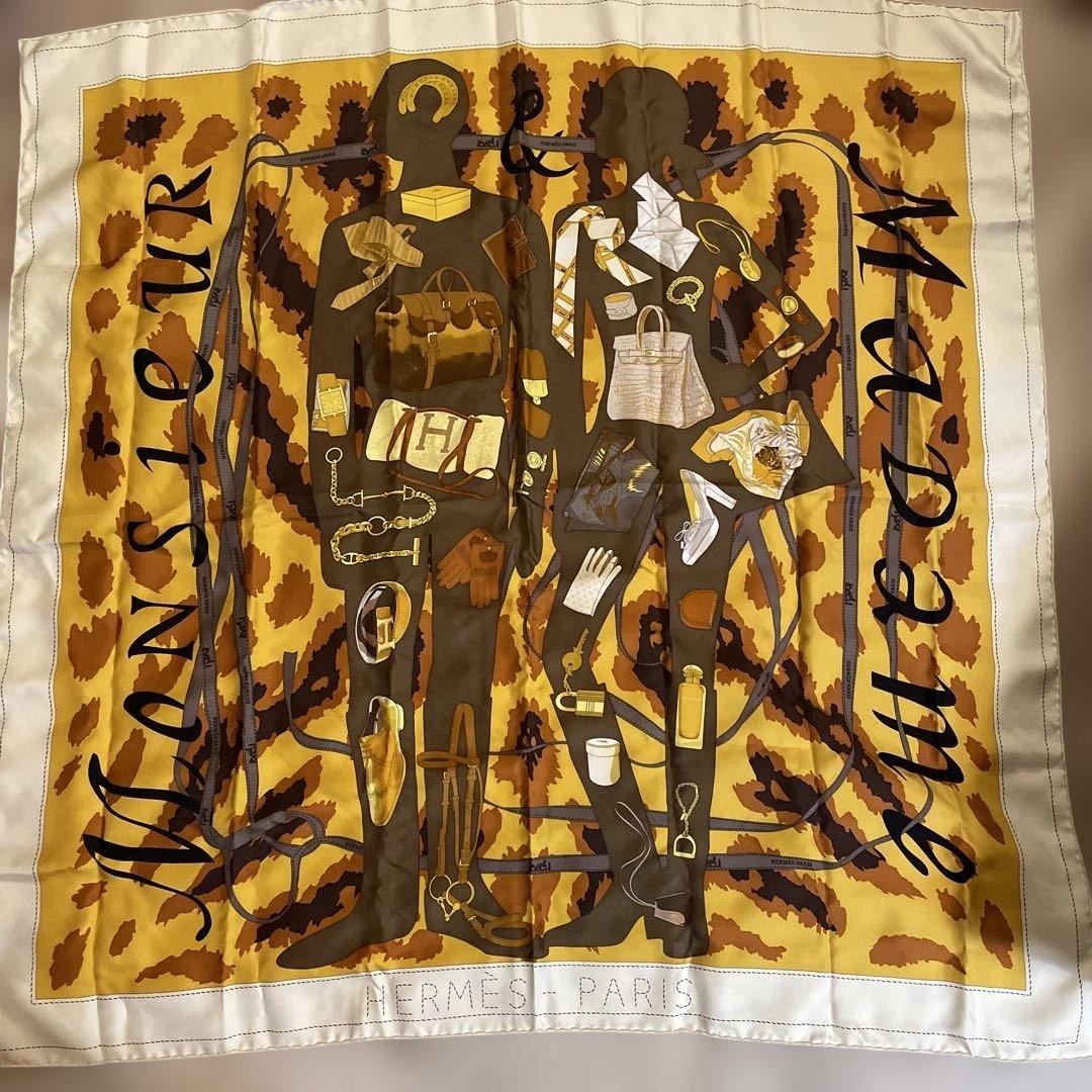 HERMES シルクスカーフ 90cm Monsieur Madame