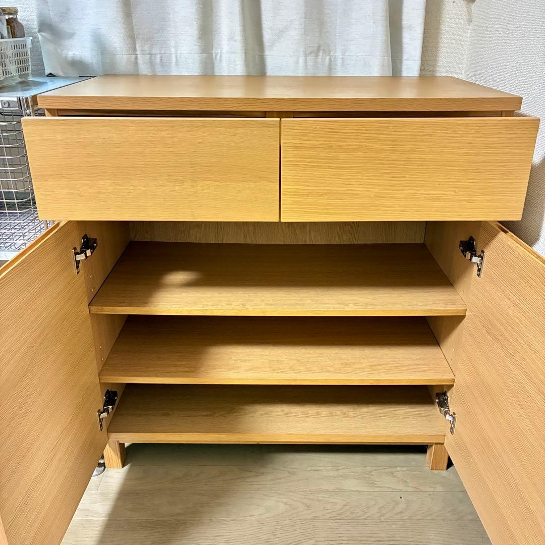 無印良品 オーク材キャビネット・木製扉幅８０×奥行４０×高さ８３ｃｍ 廃盤品