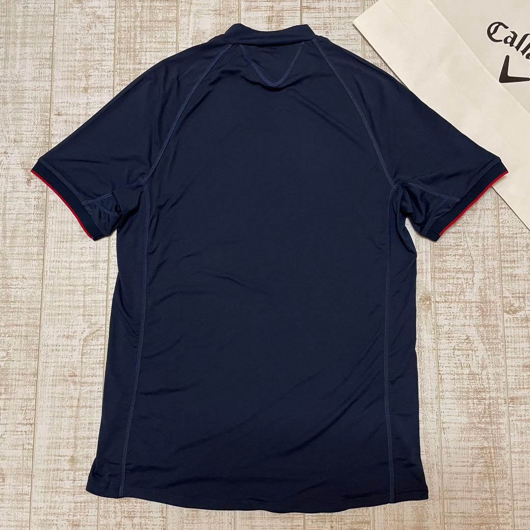 新品 キャロウェイ レッド 半袖モックネック ツアーモデル ネイビー Lサイズ