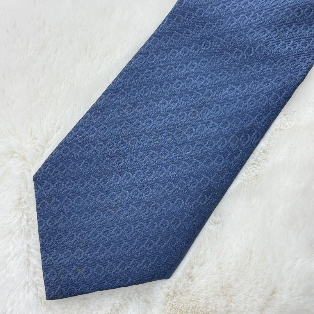 美品　クリスチャン ディオール ムッシ　ネクタイ　トロッター　ブルー　シルク