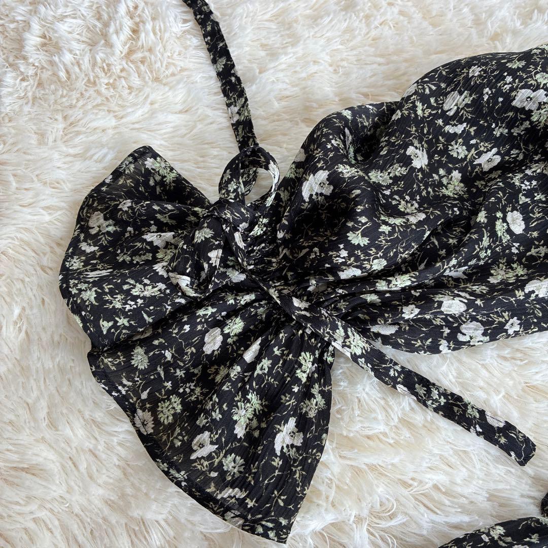 LANVIN en Bleu 小花柄 ティアードワンピース フリル ハイネック