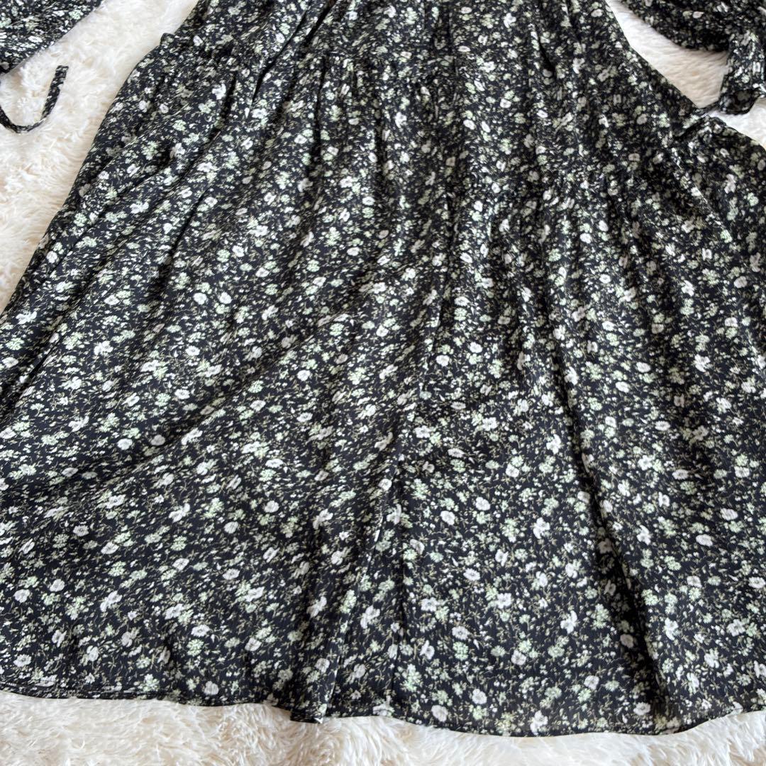 LANVIN en Bleu 小花柄 ティアードワンピース フリル ハイネック