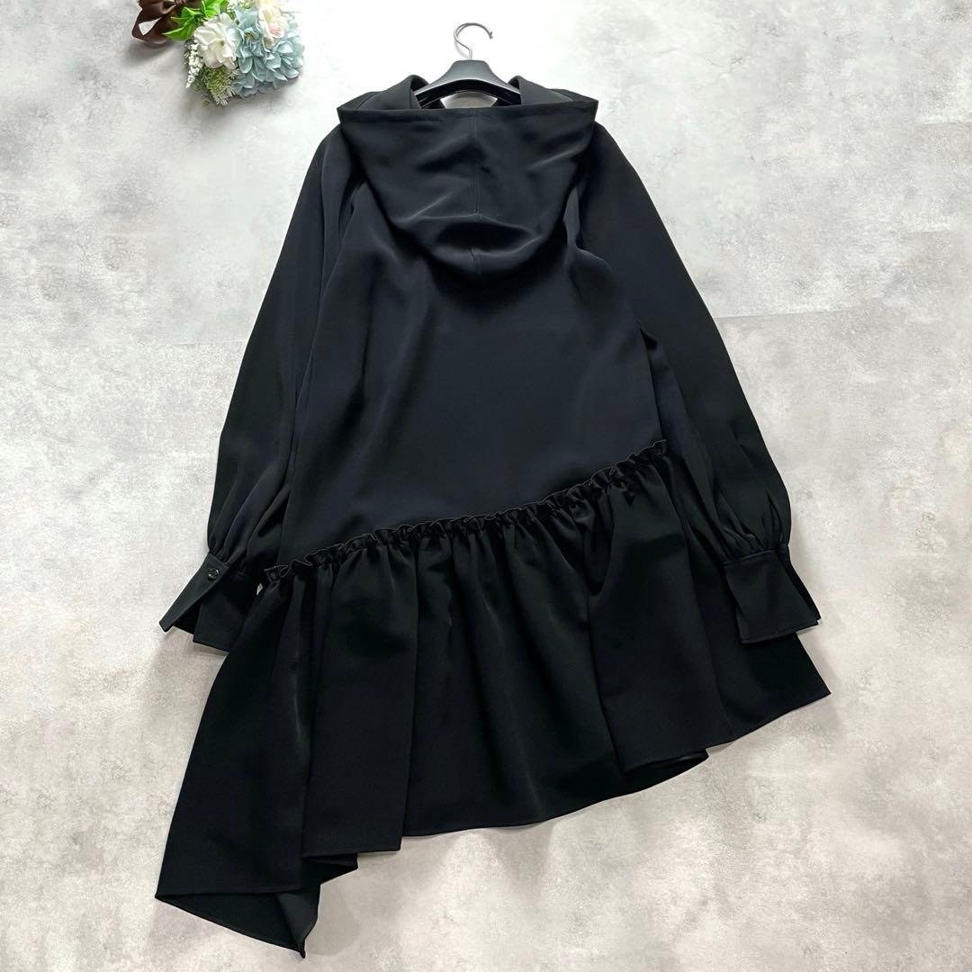 高級感✨アディアム ロングワンピース フリル リボン フード 黒 近年モデル S
