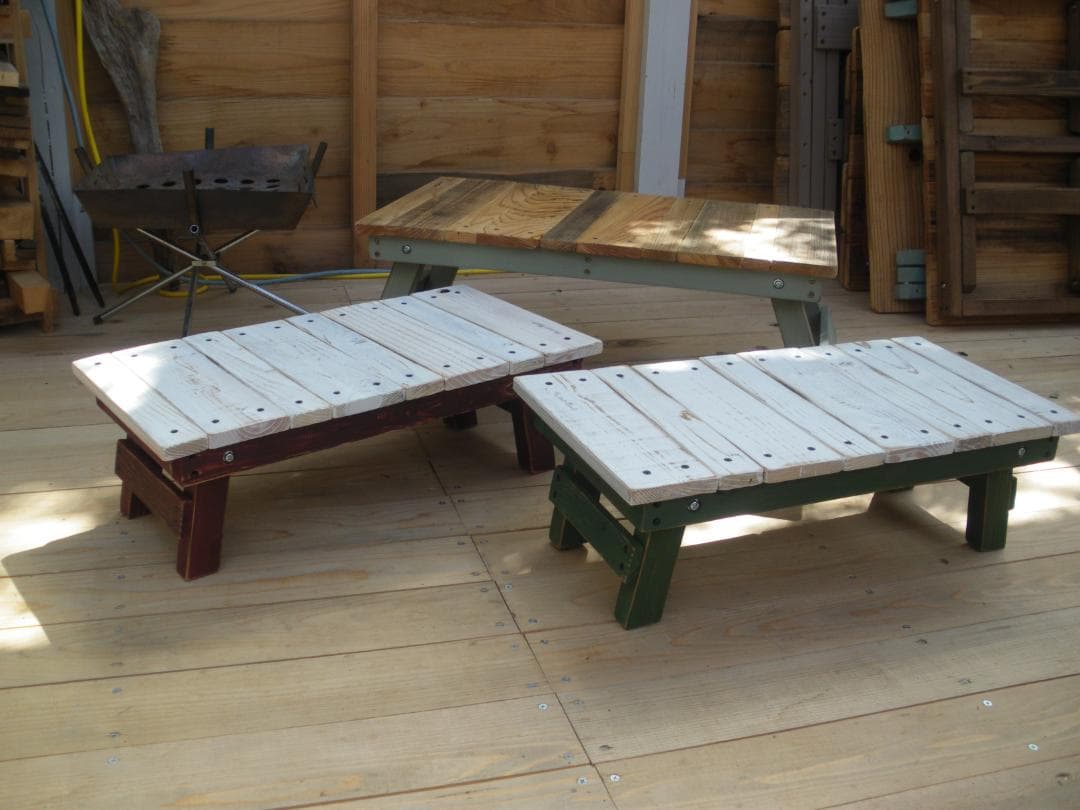 在庫処分値下げ！ハンドメイド古材天然木折り畳みテーブル